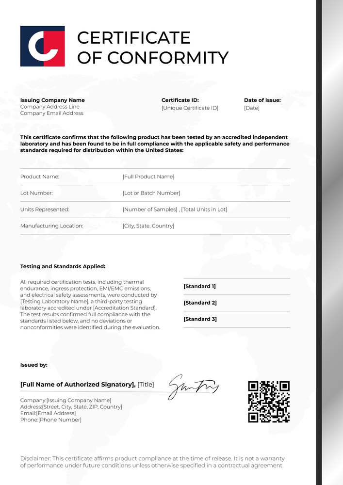 Free Angular Certificate of Conformance Template - Portrait Free Angular Certificate of Conformance Template - Portrait