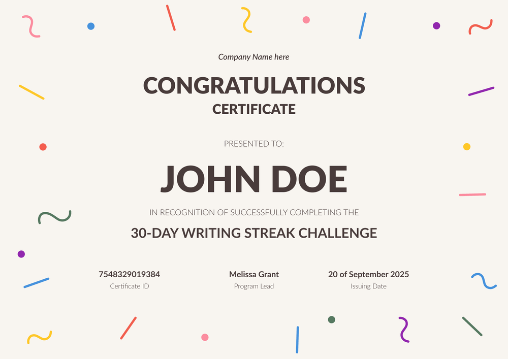 Editable Modern Congratulations Certificate Template – Landscape Editable Modern Congratulations Certificate Template – Landscape