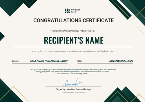 Free Professional Certificate of Congratulations Template – Landscape Free Professional Certificate of Congratulations Template – Landscape