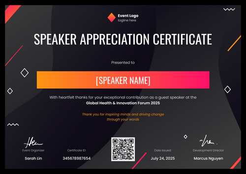 Free Sleek Certificate of Appreciation for Speaker – Landscape Free Sleek Certificate of Appreciation for Speaker – Landscape