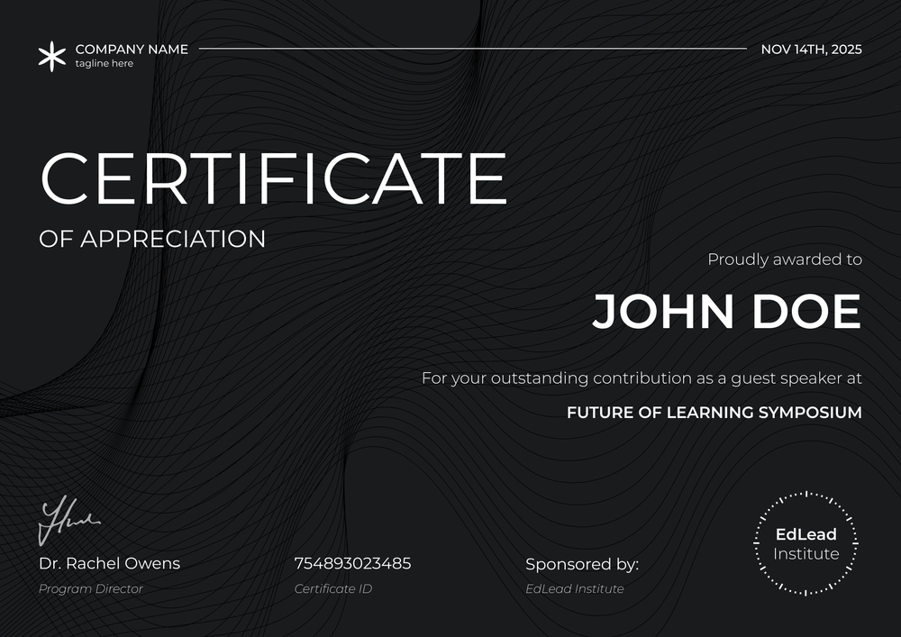 Free Dark Appreciation Certificate for Speaker or Sponsor – Landscape Free Dark Appreciation Certificate for Speaker or Sponsor – Landscape