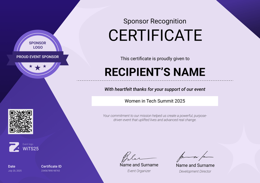 Editable Sponsor Appreciation Certificate Template – Landscape Editable Sponsor Appreciation Certificate Template – Landscape