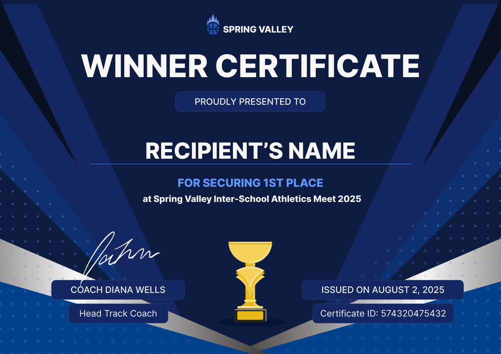 Free Winner Certificate Template – Landscape Free Winner Certificate Template – Landscape
