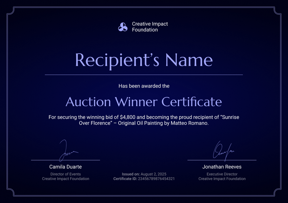 Free Auction Winner Certificate Template – Landscape Free Auction Winner Certificate Template – Landscape