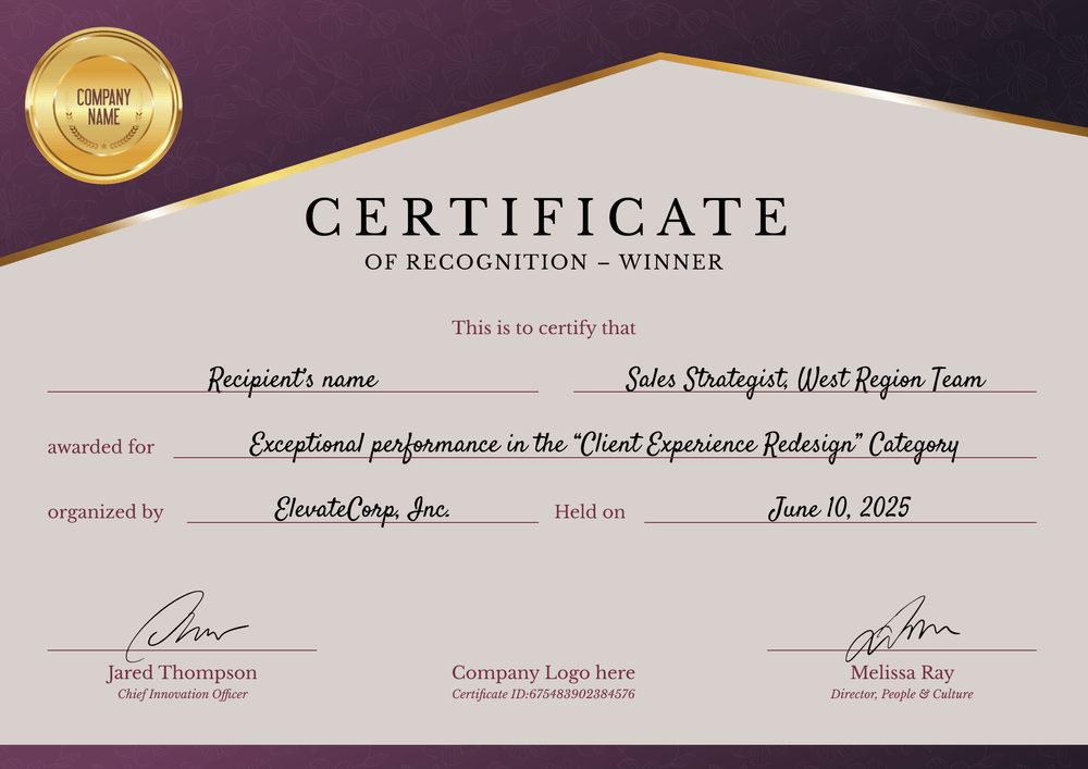 Ornate Winner Certificate Template – Landscape Ornate Winner Certificate Template – Landscape