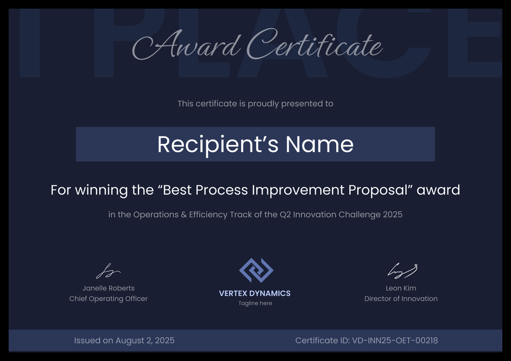 Blue Winner Certificate Template Free to Customize - Landscape Blue Winner Certificate Template Free to Customize - Landscape