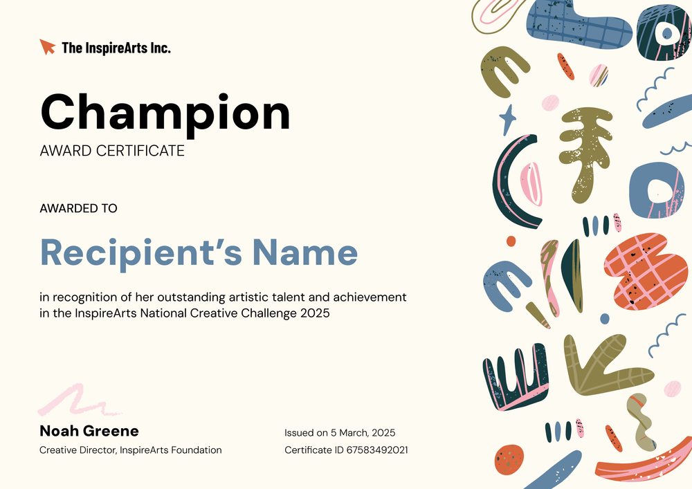 Artsy Winner Certificate Template – Landscape Artsy Winner Certificate Template – Landscape