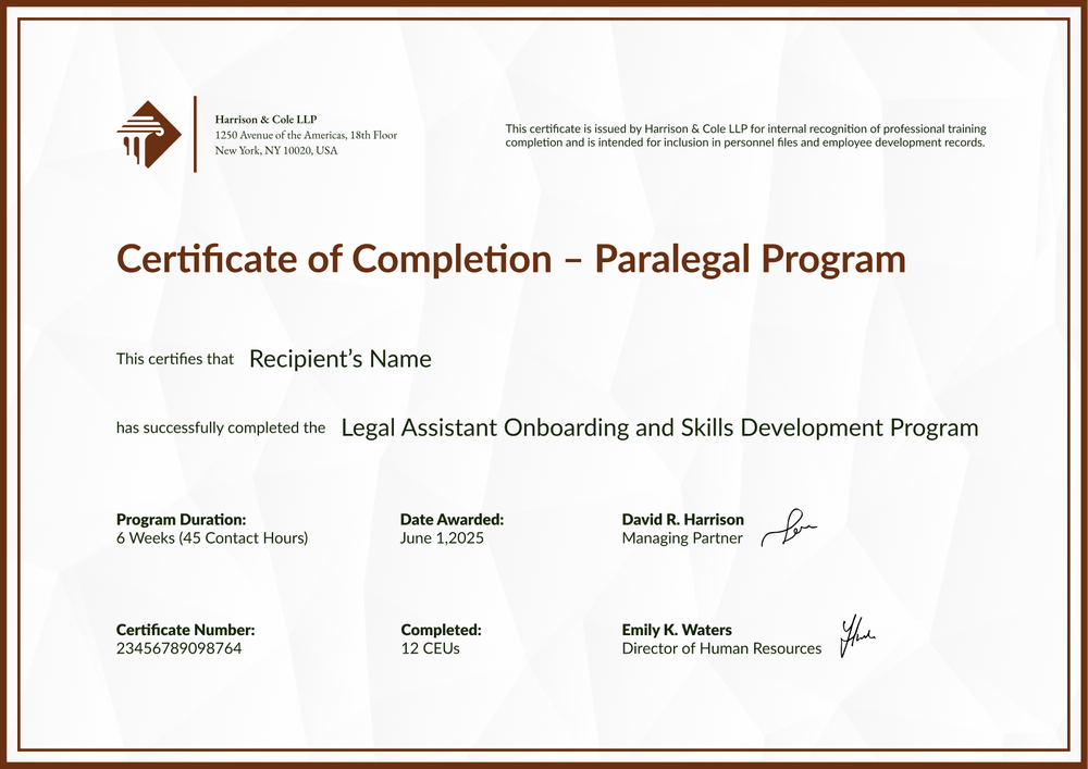 Minimalist Paralegal Certificate Template – Landscape Minimalist Paralegal Certificate Template – Landscape
