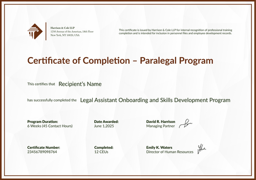 Minimalist Paralegal Certificate Template – Landscape Minimalist Paralegal Certificate Template – Landscape