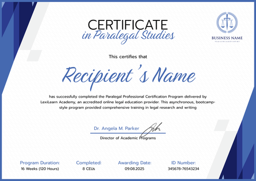 Paralegal Certificate Template - Landscape Paralegal Certificate Template - Landscape