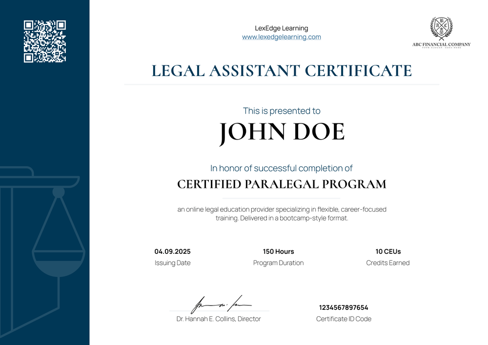 Free Paralegal Certificate Template Ready to Edit - Landscape Free Paralegal Certificate Template Ready to Edit - Landscape