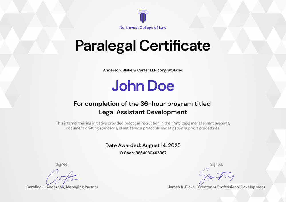 Free Minimal Paralegal Certificate Template – Landscape Free Minimal Paralegal Certificate Template – Landscape