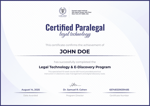 Structured Paralegal Certificate Template Online – Landscape Structured Paralegal Certificate Template Online – Landscape