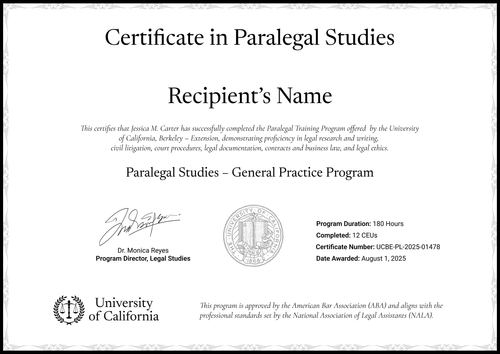 Paralegal Certificate Template – Landscape Paralegal Certificate Template – Landscape