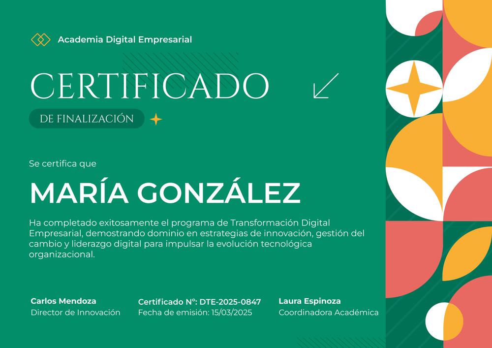 Plantilla certificado de finalización moderna y expresiva – Horizontal Plantilla certificado de finalización moderna y expresiva – Horizontal