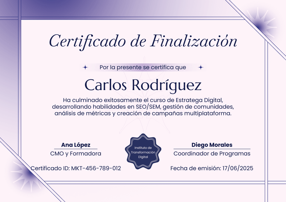 Plantilla certificado de finalización vibrante y simple – Horizontal Plantilla certificado de finalización vibrante y simple – Horizontal
