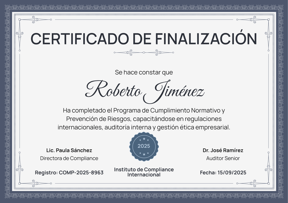 Plantilla certificado de finalización tradicional y formal – Horizontal Plantilla certificado de finalización tradicional y formal – Horizontal