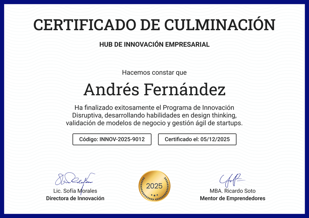 Plantilla certificado de finalización clásica – Horizontal Plantilla certificado de finalización clásica – Horizontal