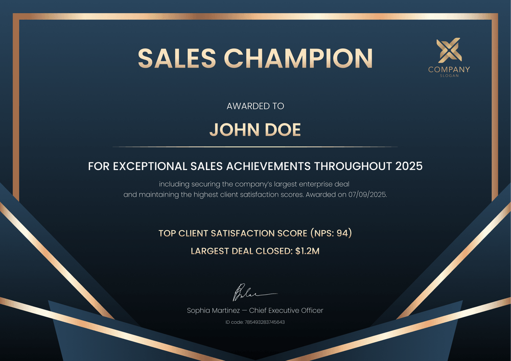 Free Sales Award Certificate Template - Landscape Free Sales Award Certificate Template - Landscape