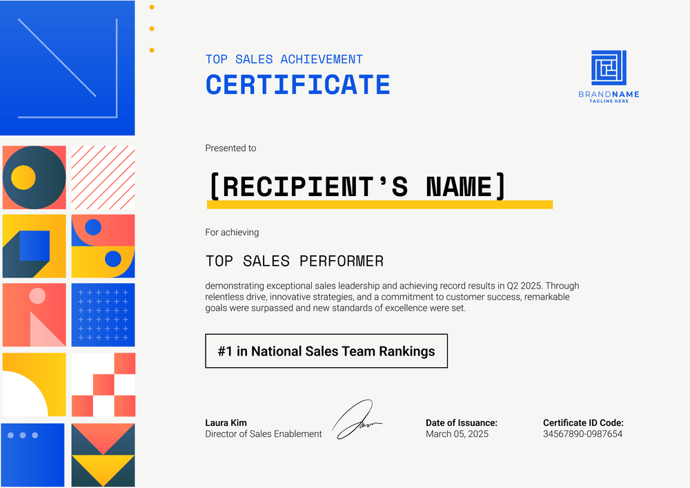 Colorful Sales Award Certificate Template – Landscape Colorful Sales Award Certificate Template – Landscape