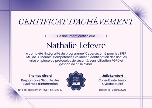 Certificat achèvement modèle – Paysage Certificat achèvement modèle – Paysage
