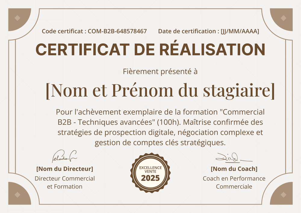 Certificat achèvement modèle classique – Paysage Certificat achèvement modèle classique – Paysage