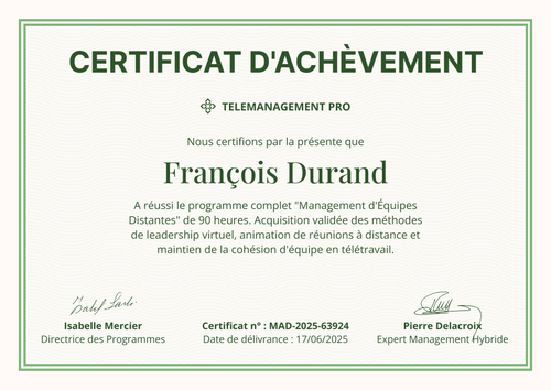 Certificat achèvement modèle – Paysage Certificat achèvement modèle – Paysage