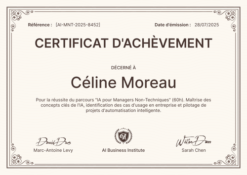 Certificat achèvement modèle – Paysage Certificat achèvement modèle – Paysage