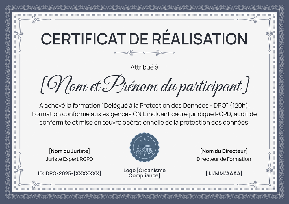 Certificat achèvement modèle – Paysage Certificat achèvement modèle – Paysage
