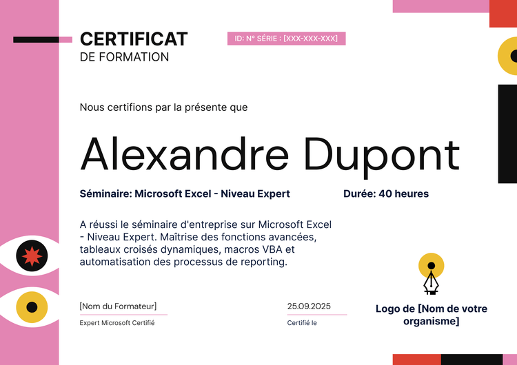 Modèle certificat de réalisation formation créatif et moderne Modèle certificat de réalisation formation créatif et moderne