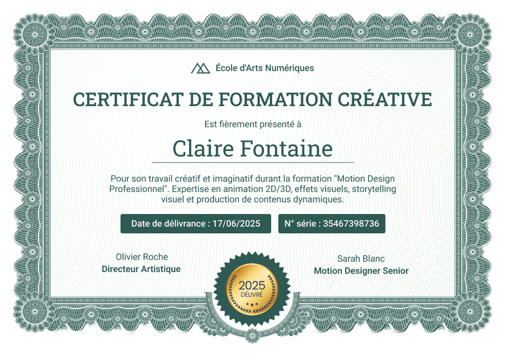Modèle de certificat de formation décoratif et pro - Paysage Modèle de certificat de formation décoratif et pro - Paysage