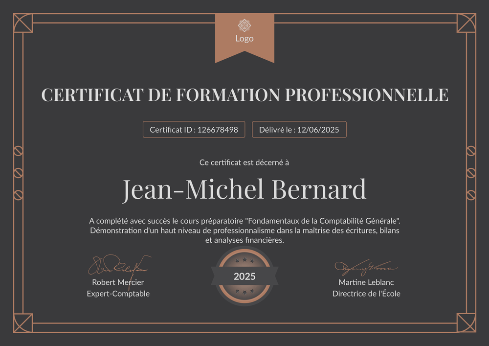 Éditez votre modèle de certificat de formation sombre - Paysage Éditez votre modèle de certificat de formation sombre - Paysage