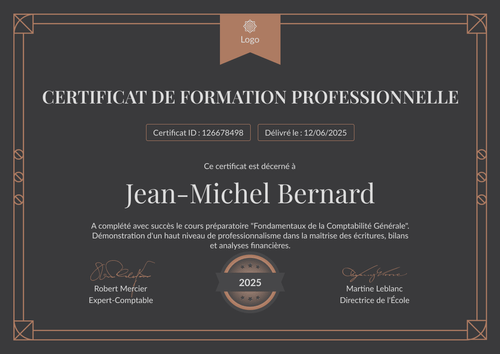 Éditez votre modèle de certificat de formation sombre - Paysage Éditez votre modèle de certificat de formation sombre - Paysage