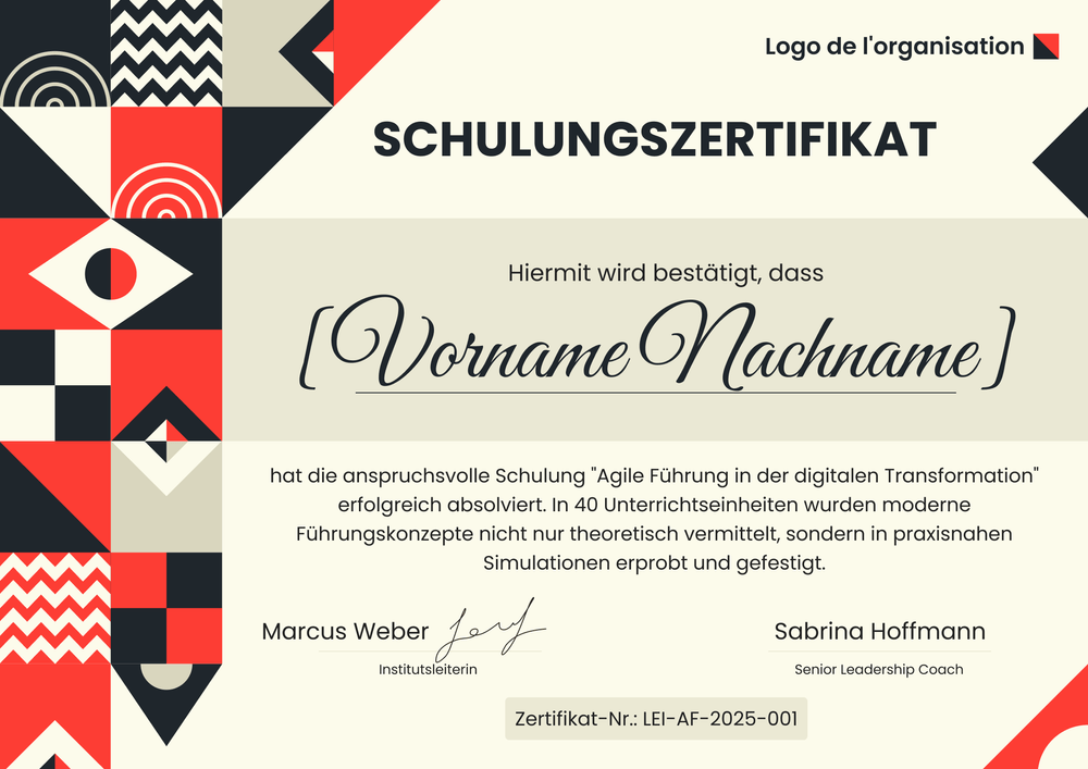 Moderne Schulungszertifikat Vorlage – Querformat Moderne Schulungszertifikat Vorlage – Querformat