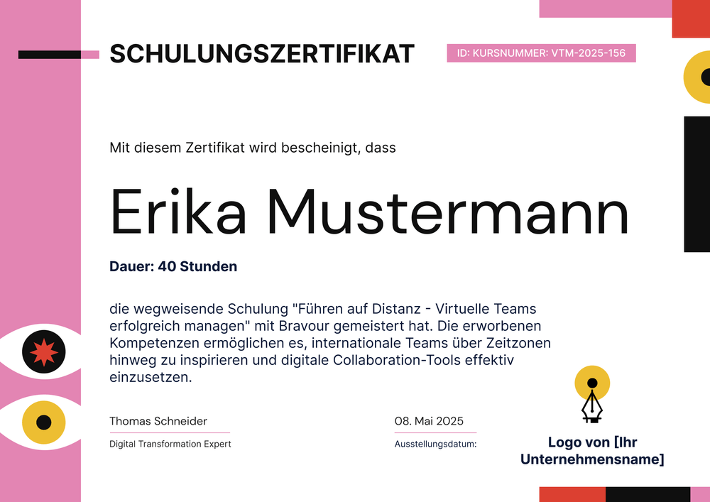 Kreative Schulungszertifikat Vorlage – Querformat Kreative Schulungszertifikat Vorlage – Querformat