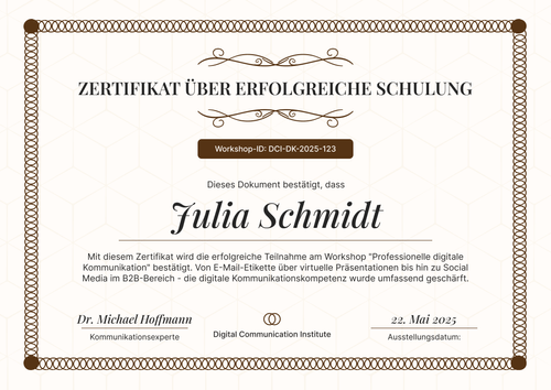 Detaillierte Schulungszertifikat Vorlage – Querformat Detaillierte Schulungszertifikat Vorlage – Querformat
