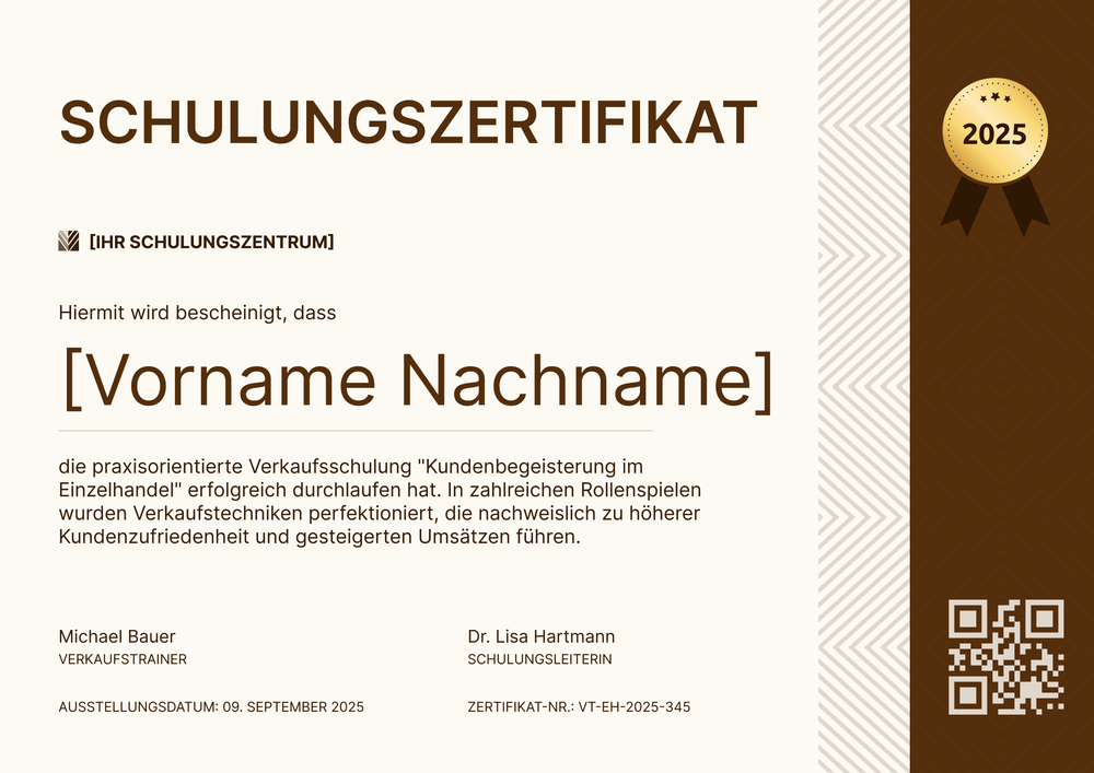 Professionelle Schulungszertifikat Vorlage – Querformat Professionelle Schulungszertifikat Vorlage – Querformat