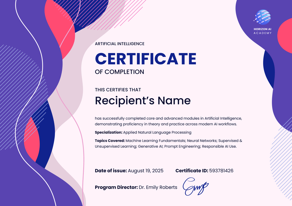 Free AI Certificate Template – Landscape Free AI Certificate Template – Landscape