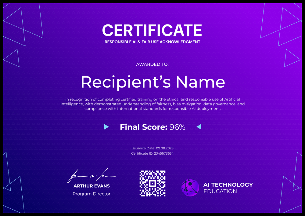 Violet AI Certificate Template – Landscape Violet AI Certificate Template – Landscape