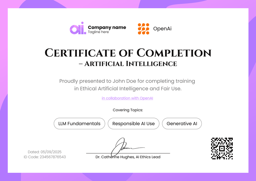 Free & Professional AI Certificate Template – Landscape Free & Professional AI Certificate Template – Landscape