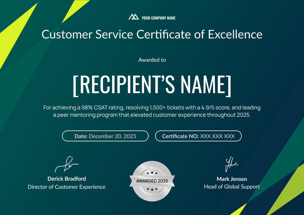 Dynamic Customer Service Certificate Template – Landscape Dynamic Customer Service Certificate Template – Landscape