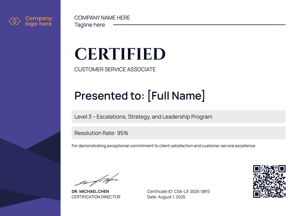 Versatile Customer Service Certificate Template – Landscape Versatile Customer Service Certificate Template – Landscape