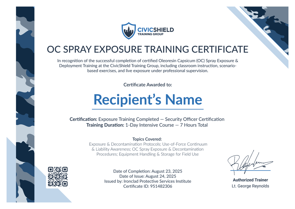 Free OC Spray Certificate Template – Landscape Free OC Spray Certificate Template – Landscape