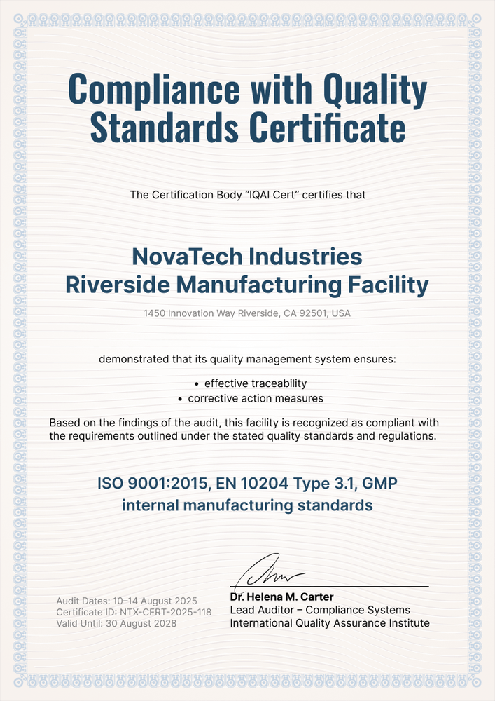 Certificate of Quality and Conformity Template – Portrait Certificate of Quality and Conformity Template – Portrait