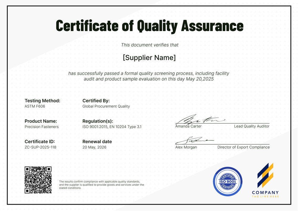 Professional Certificate of Quality Template – Landscape Professional Certificate of Quality Template – Landscape