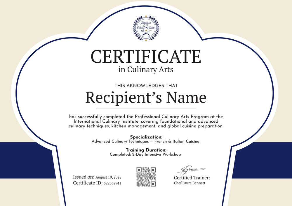 Free Modern Culinary Certificate Template - Landscape Free Modern Culinary Certificate Template - Landscape