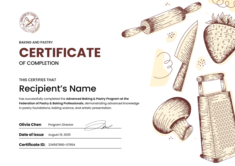 Culinary Certificate Template - Landscape Culinary Certificate Template - Landscape