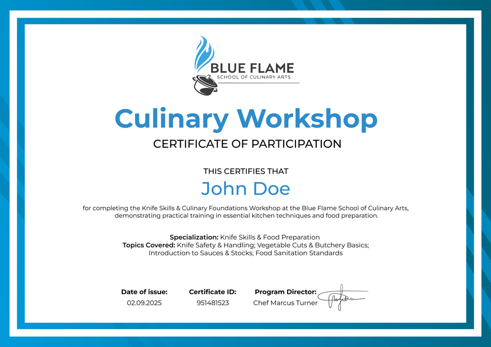 Culinary School Certificate Template – Landscape Culinary School Certificate Template – Landscape
