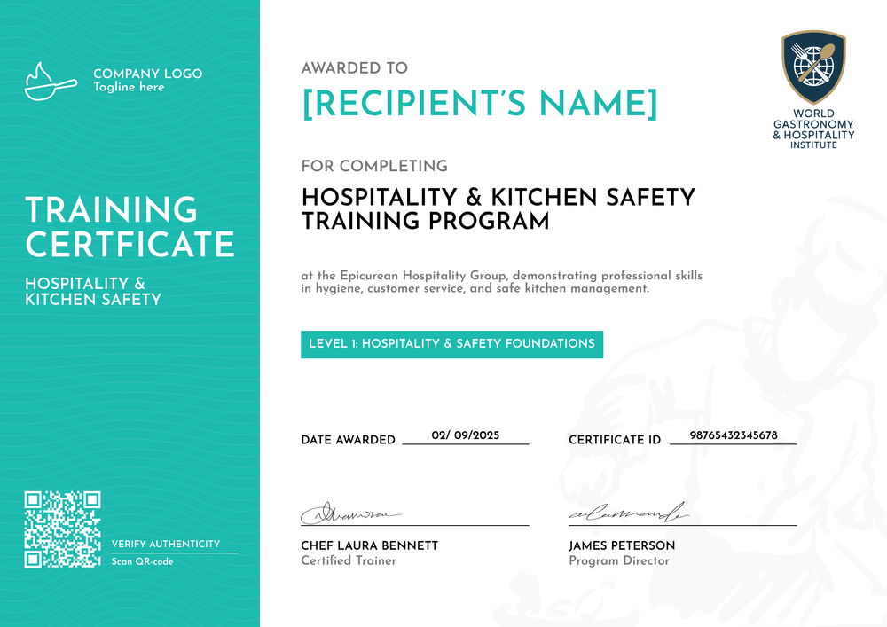 Culinary Certificate Template – Landscape Culinary Certificate Template – Landscape