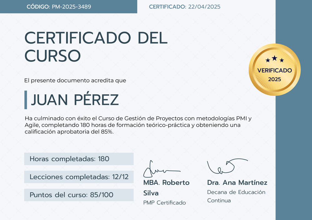 Modelo de certificado de curso - Horizontal Modelo de certificado de curso - Horizontal